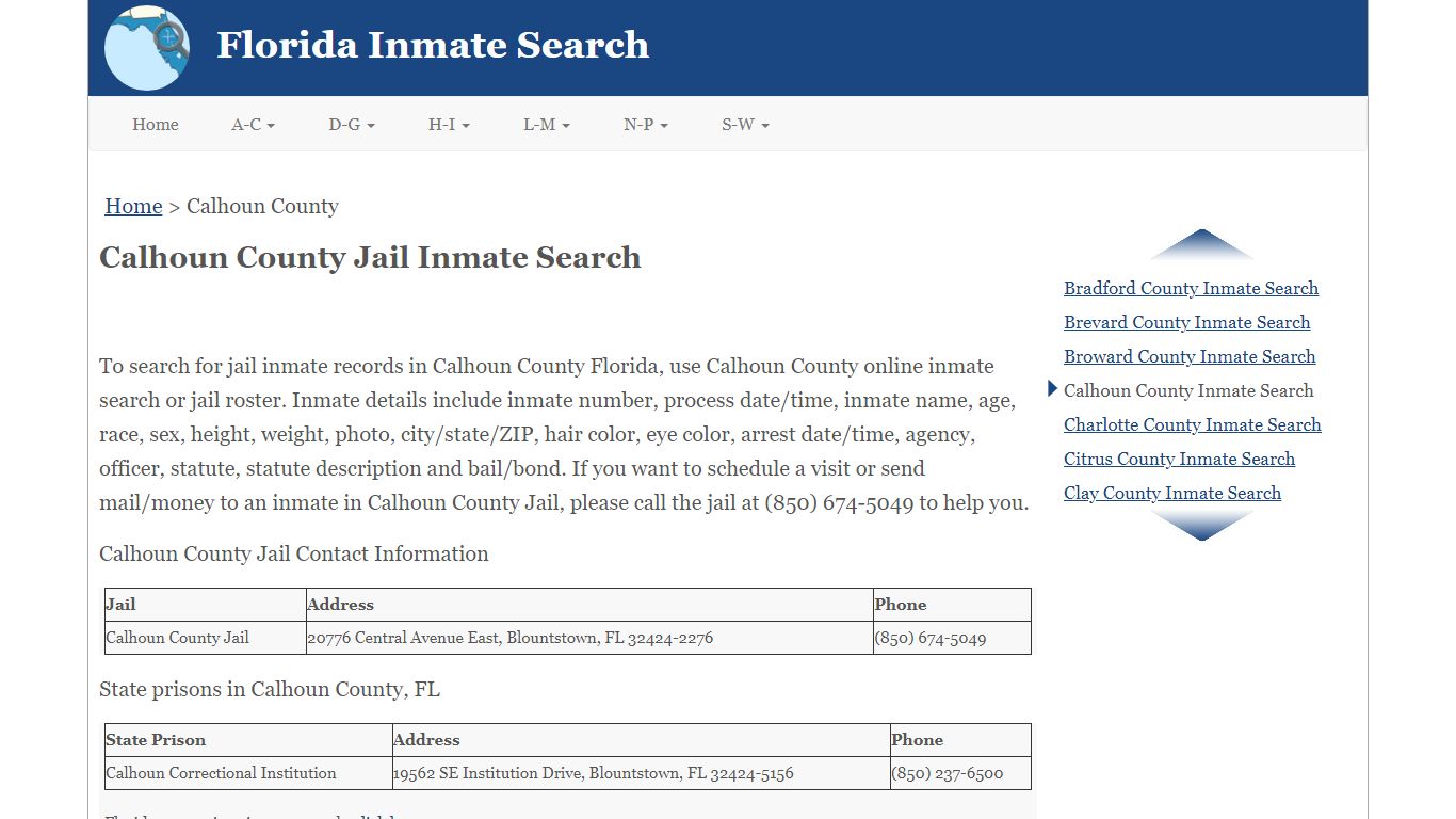 Calhoun County Jail Inmate Search