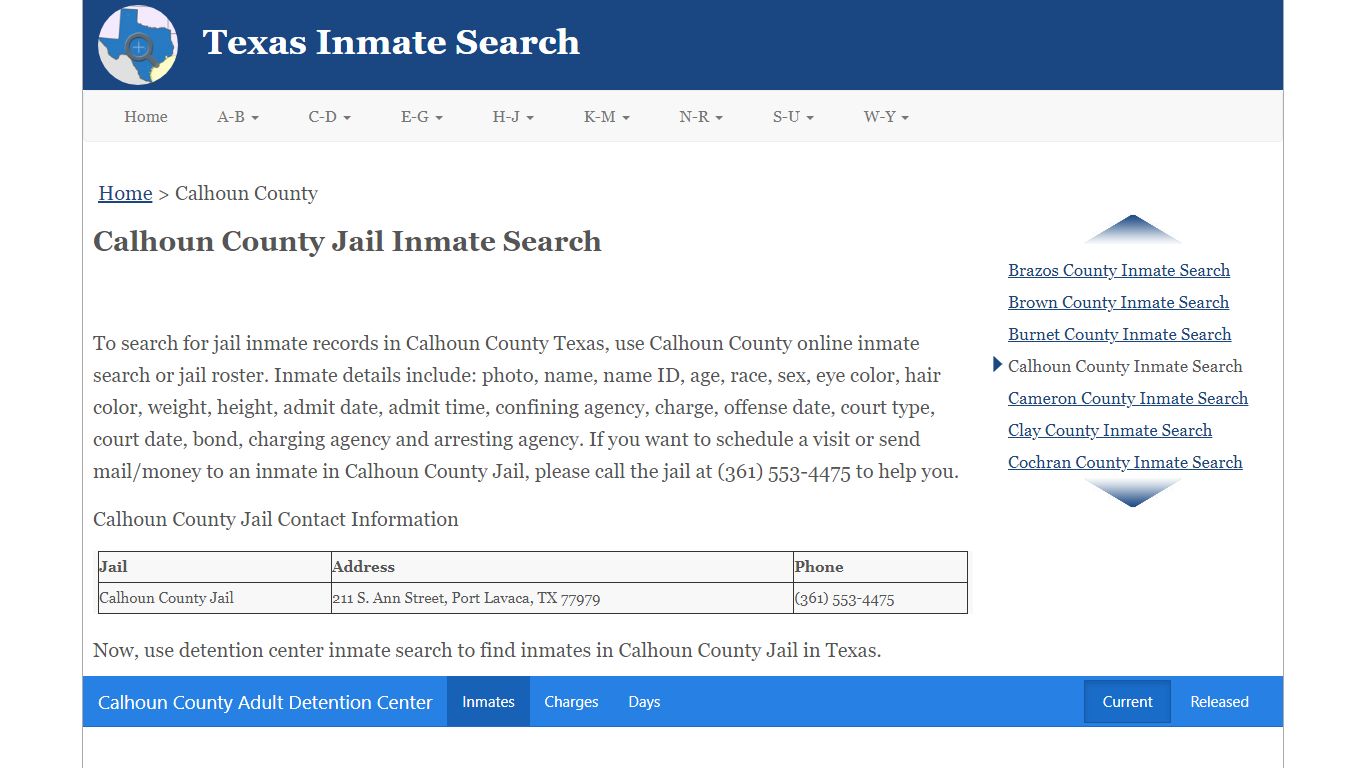 Calhoun County Jail Inmate Search